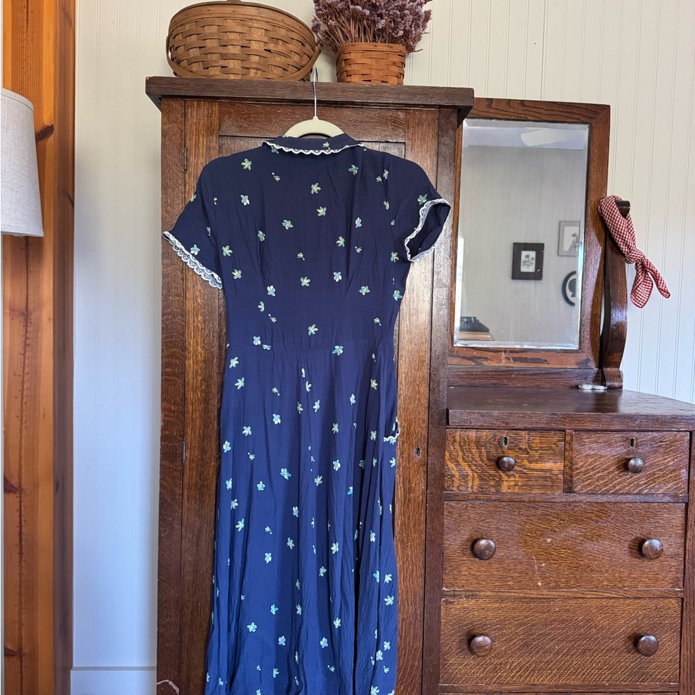 Christy Dawn Sebastian Navy Blue Floral Dress - Picture 4 of 4